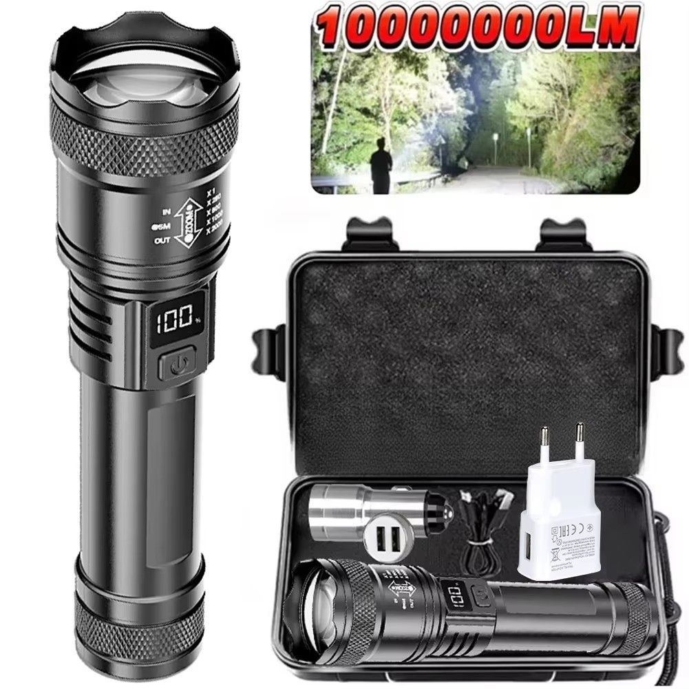Tactical Flashlight Rechargeable - Lanterna Super Brilhante de 100000LM, Tipo-C,