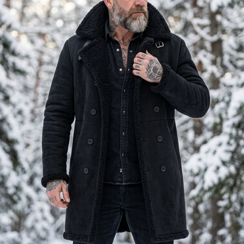 Outdoor Hunting Coat - Jaqueta Masculina de Inverno em Suede