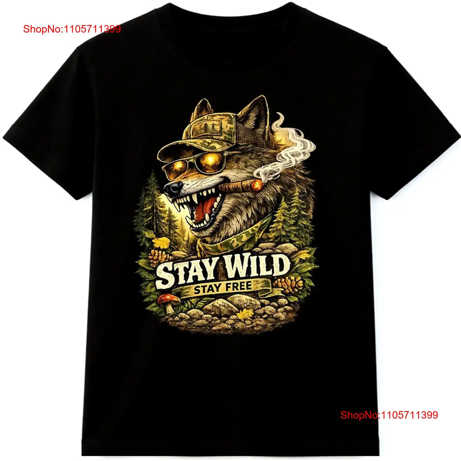 Wildman Hunting & Outdoor - Camiseta Wolf Stay Wild Free para