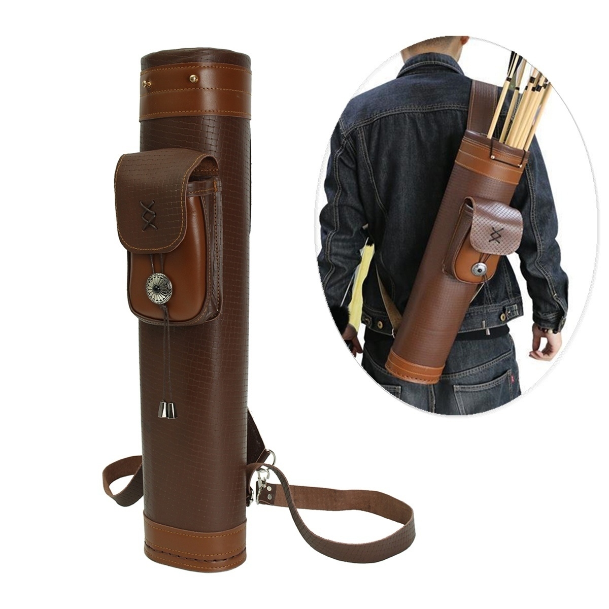 Quente tradicional couro genuí - Quiver Arrow Back avaliação e preço